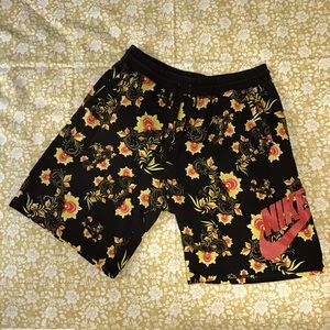 NIKE Black Sportswear Shorts w/ Bright Floral Print~Men’s Size 2XL/XL